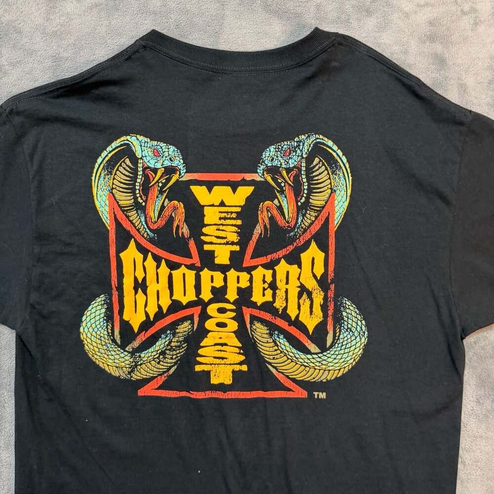 West Coast Choppers Cobra Graphic Logo/ Men's Crew Neck Black T-Shirt Large